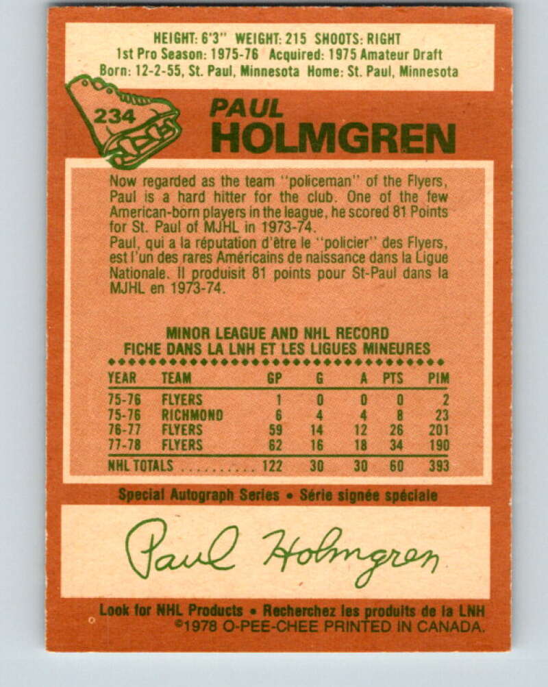 1978-79 O-Pee-Chee #234 Paul Holmgren Philadelphia Flyers V24169