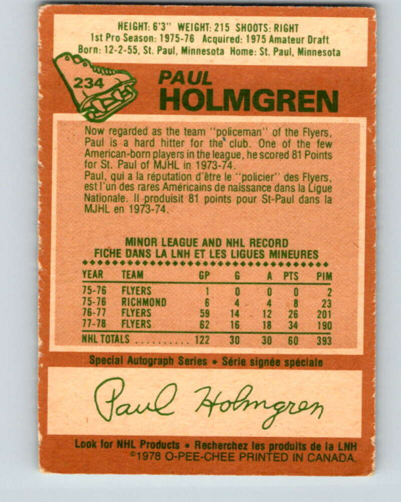 1978-79 O-Pee-Chee #234 Paul Holmgren Philadelphia Flyers V24172