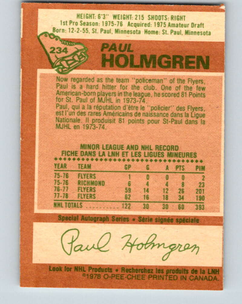 1978-79 O-Pee-Chee #234 Paul Holmgren Philadelphia Flyers V24173