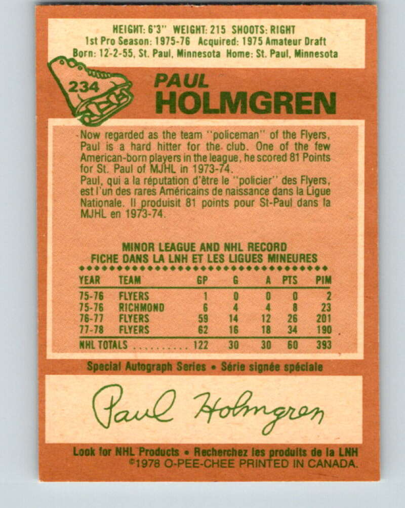 1978-79 O-Pee-Chee #234 Paul Holmgren Philadelphia Flyers V24175