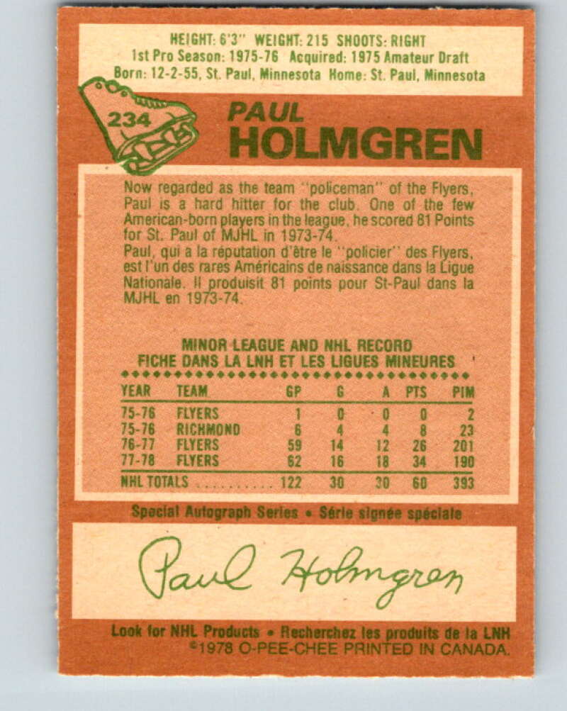 1978-79 O-Pee-Chee #234 Paul Holmgren Philadelphia Flyers V24181