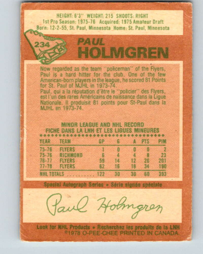 1978-79 O-Pee-Chee #234 Paul Holmgren Philadelphia Flyers V24183