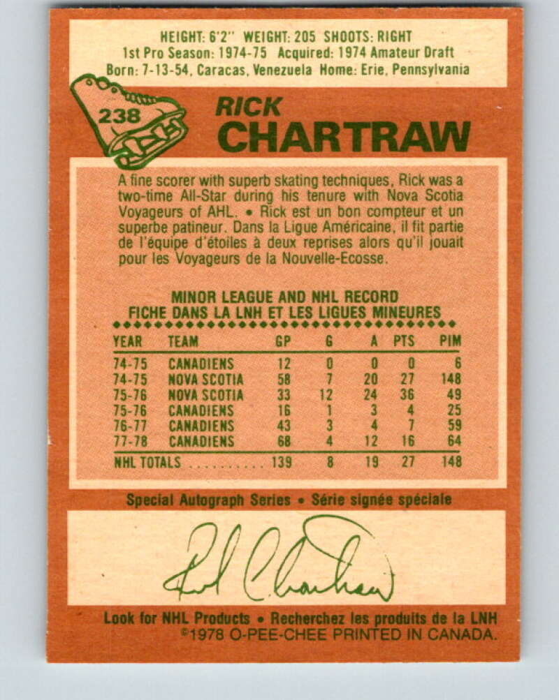 1978-79 O-Pee-Chee #238 Rick Chartraw Montreal Canadiens V24225