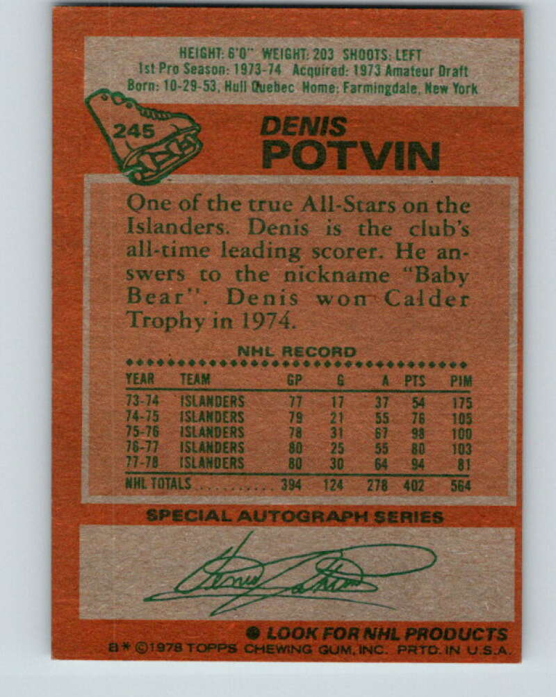 1978-79 O-Pee-Chee #245 Denis Potvin AS New York Islanders V24334