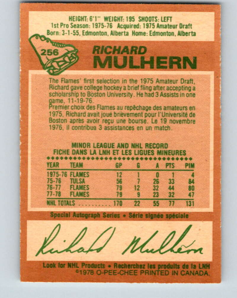 1978-79 O-Pee-Chee #256 Richard Mulhern Atlanta Flames V24473