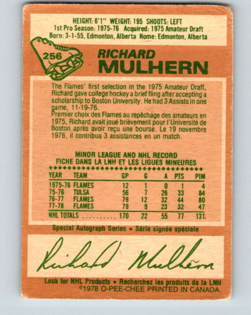 1978-79 O-Pee-Chee #256 Richard Mulhern Atlanta Flames V24474