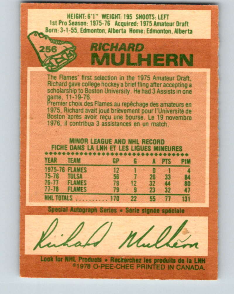 1978-79 O-Pee-Chee #256 Richard Mulhern Atlanta Flames V24475