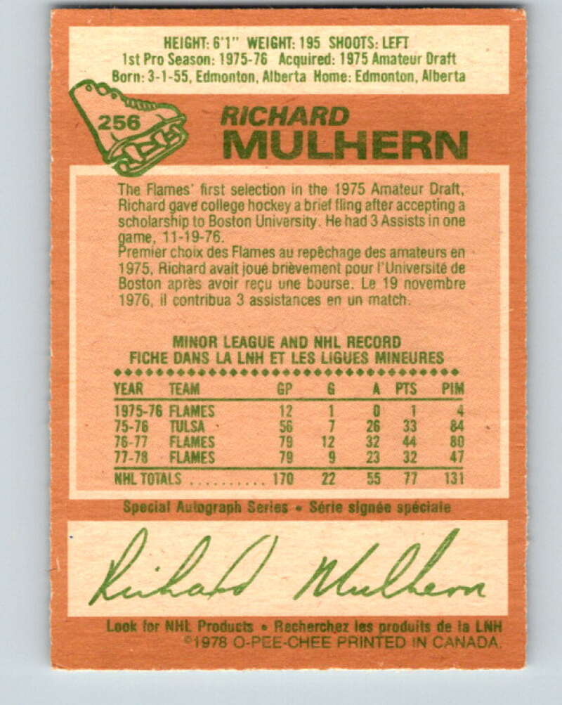 1978-79 O-Pee-Chee #256 Richard Mulhern Atlanta Flames V24483