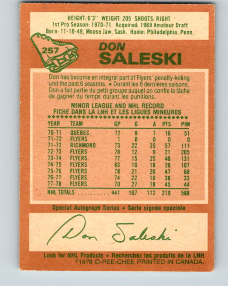 1978-79 O-Pee-Chee #257 Don Saleski Philadelphia Flyers V24496