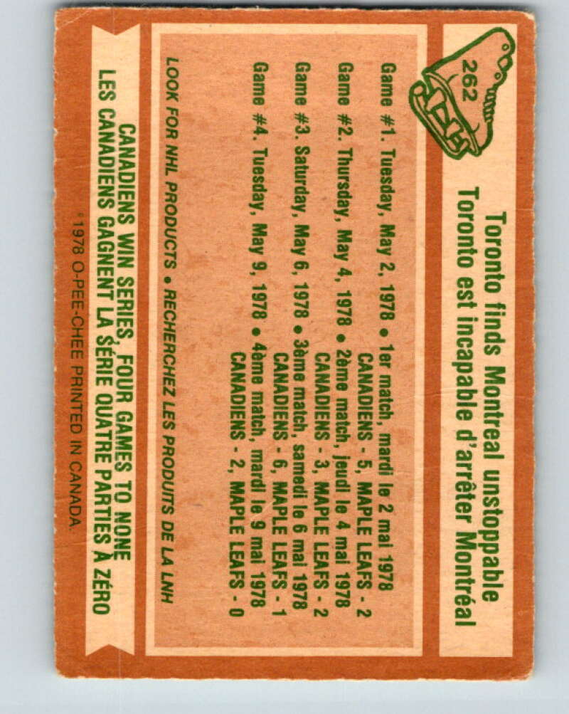 1978-79 O-Pee-Chee #262 Stanley Cup Semi-Finals V24563