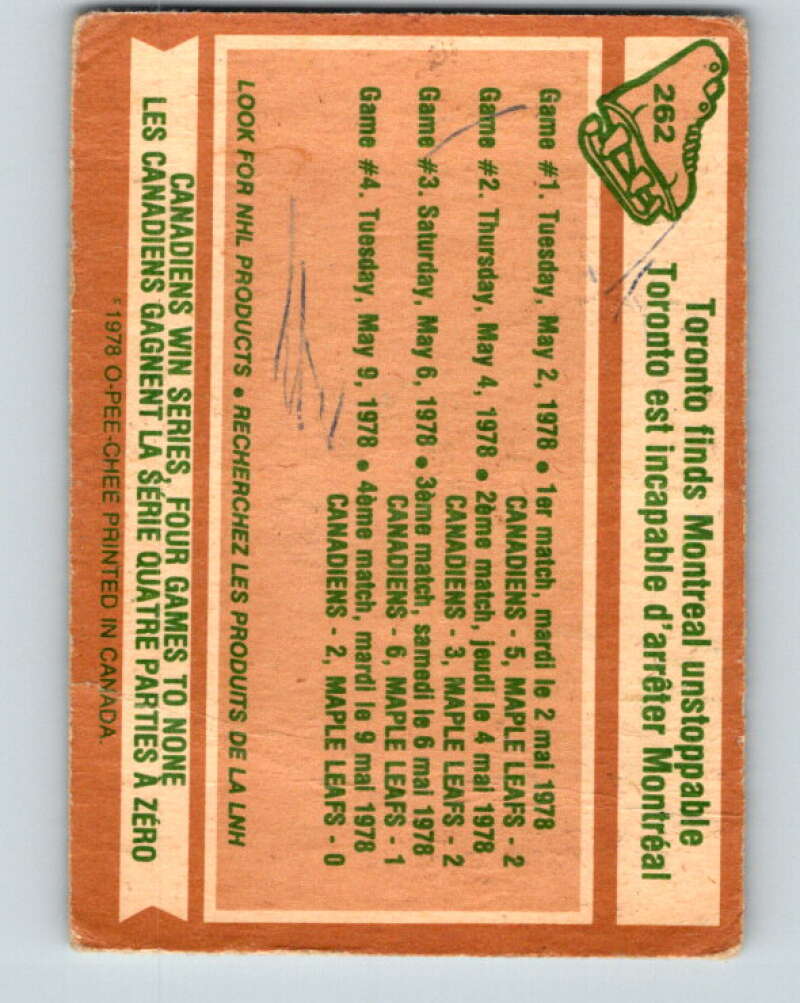 1978-79 O-Pee-Chee #262 Stanley Cup Semi-Finals V24565