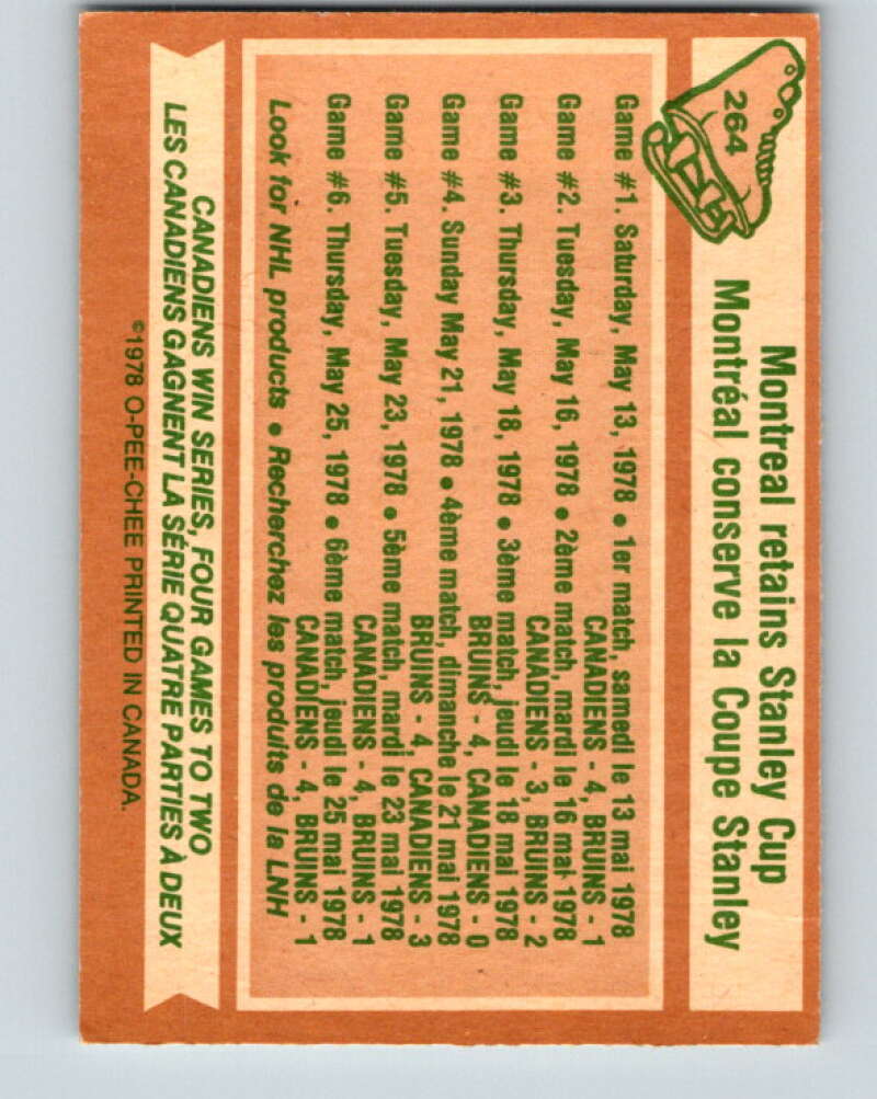 1978-79 O-Pee-Chee #264 Stanley Cup Montreal Canadiens V24590