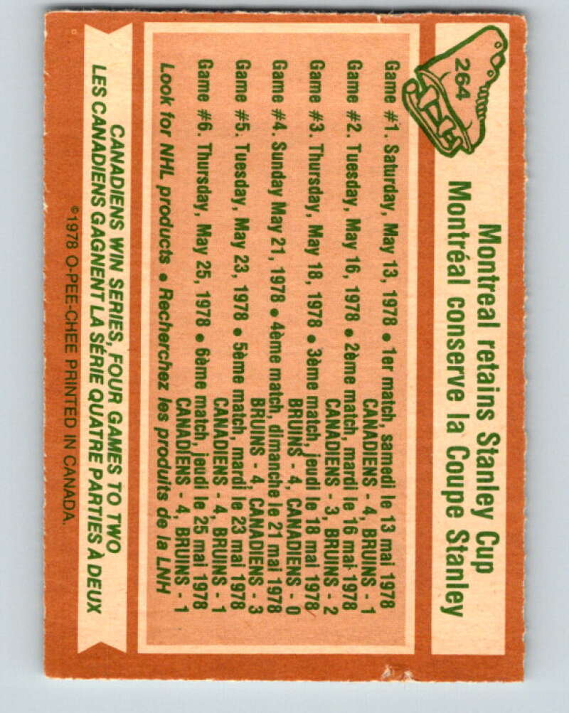 1978-79 O-Pee-Chee #264 Stanley Cup Montreal Canadiens V24592