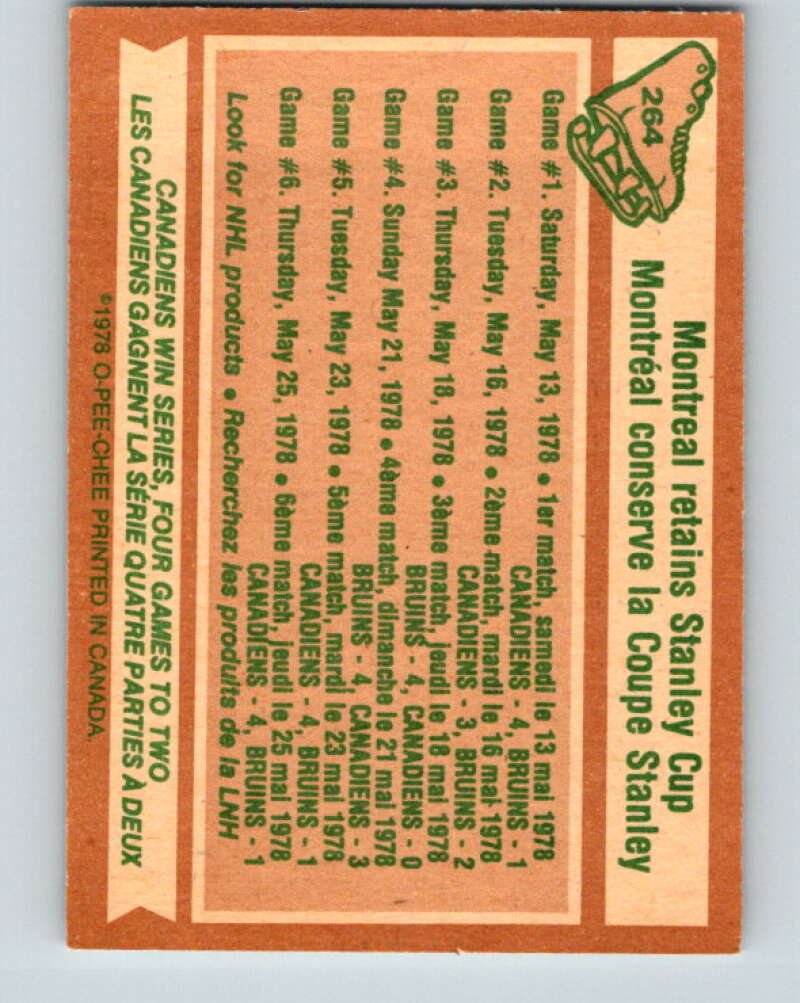 1978-79 O-Pee-Chee #264 Stanley Cup Montreal Canadiens V24593