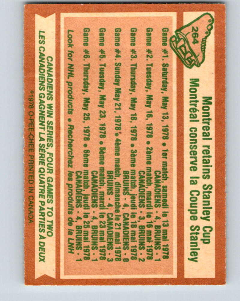 1978-79 O-Pee-Chee #264 Stanley Cup Montreal Canadiens V24594