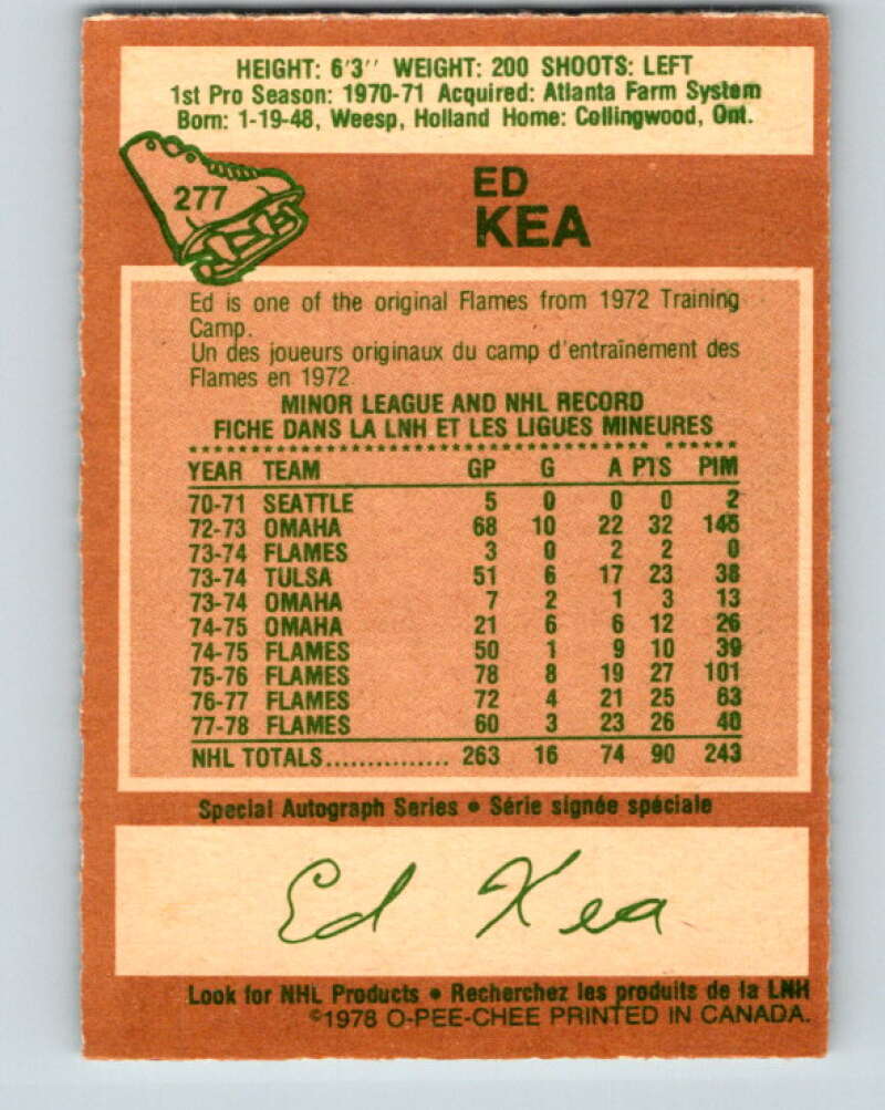 1978-79 O-Pee-Chee #277 Ed Kea Atlanta Flames V24755