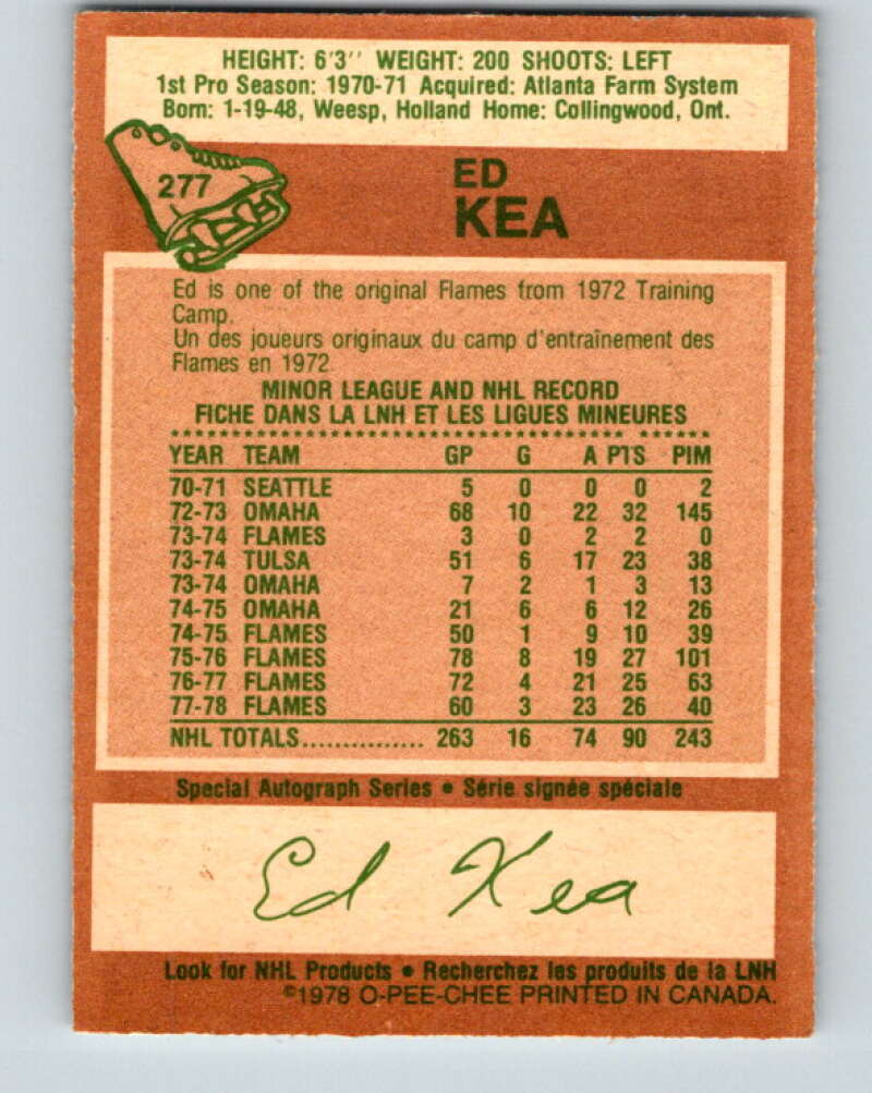 1978-79 O-Pee-Chee #277 Ed Kea Atlanta Flames V24756