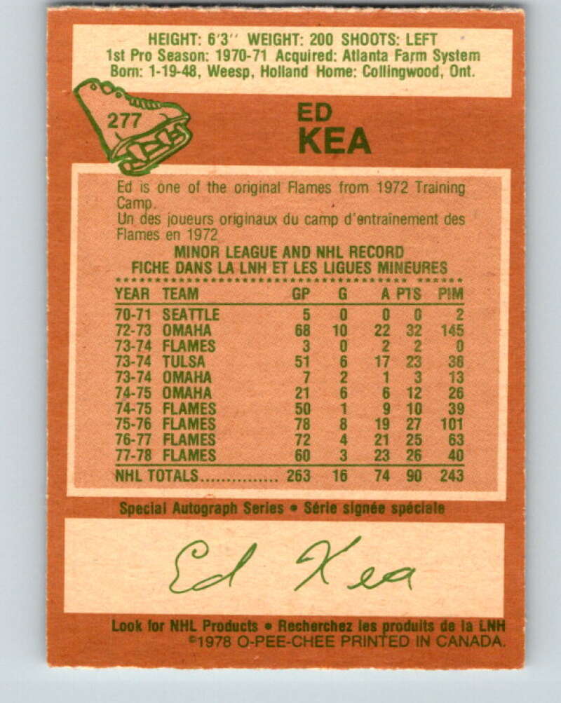 1978-79 O-Pee-Chee #277 Ed Kea Atlanta Flames V24757