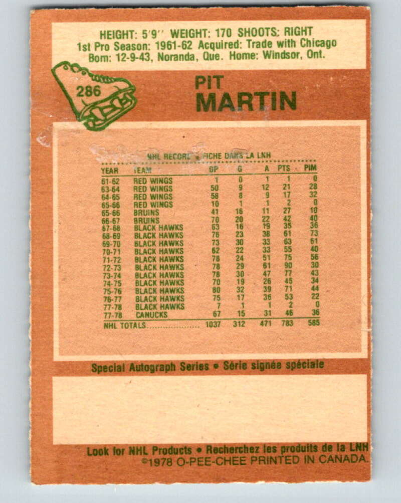 1978-79 O-Pee-Chee #286 Pit Martin Vancouver Canucks V24895