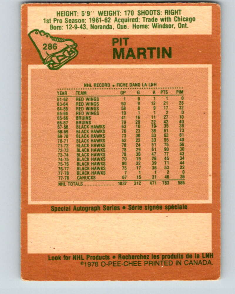 1978-79 O-Pee-Chee #286 Pit Martin Vancouver Canucks V24896