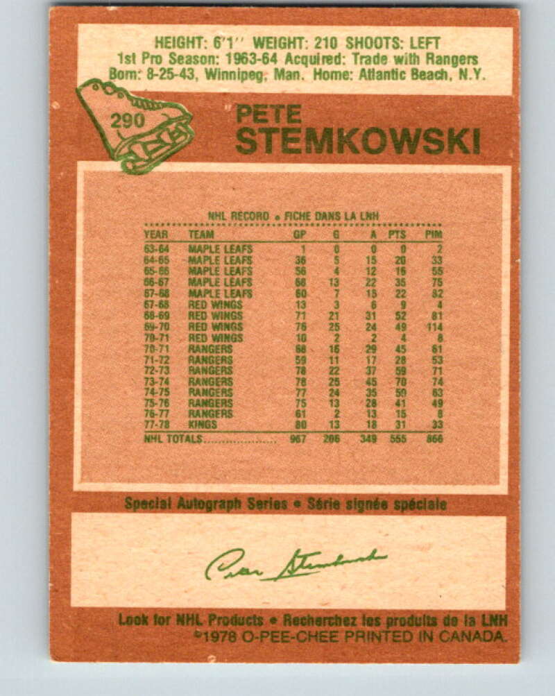 1978-79 O-Pee-Chee #290 Pete Stemkowski Los Angeles Kings V24947