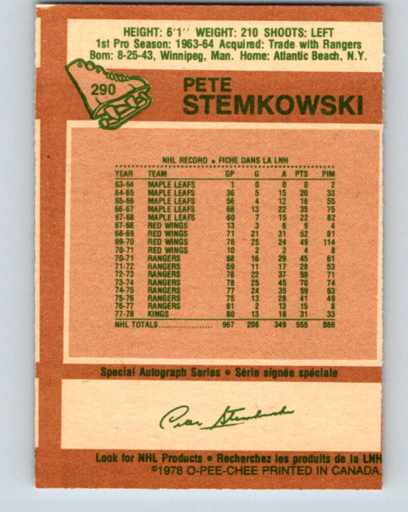 1978-79 O-Pee-Chee #290 Pete Stemkowski Los Angeles Kings V24951
