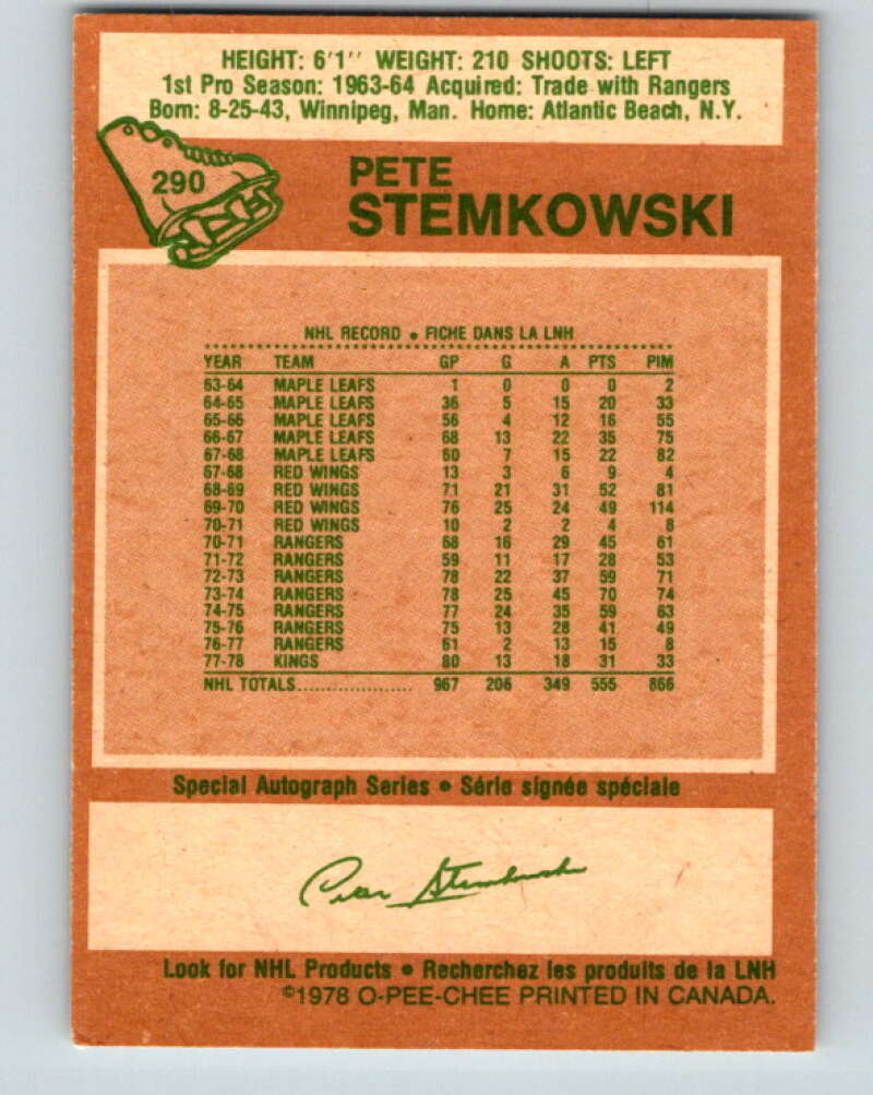 1978-79 O-Pee-Chee #290 Pete Stemkowski Los Angeles Kings V24954