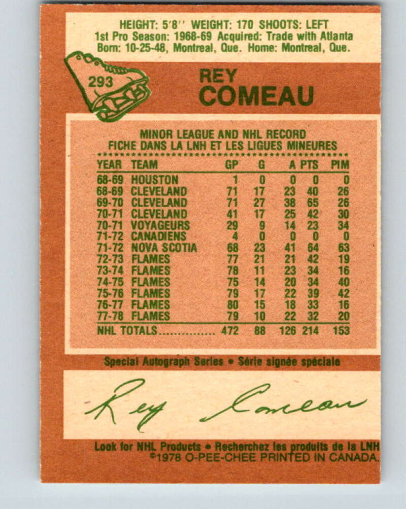 1978-79 O-Pee-Chee #293 Rey Comeau Colorado Rockies V24990