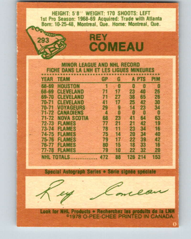 1978-79 O-Pee-Chee #293 Rey Comeau Colorado Rockies V24992