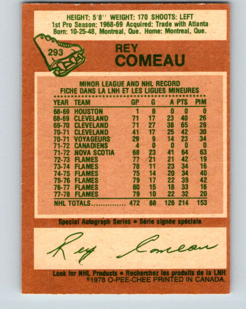 1978-79 O-Pee-Chee #293 Rey Comeau Colorado Rockies V24993