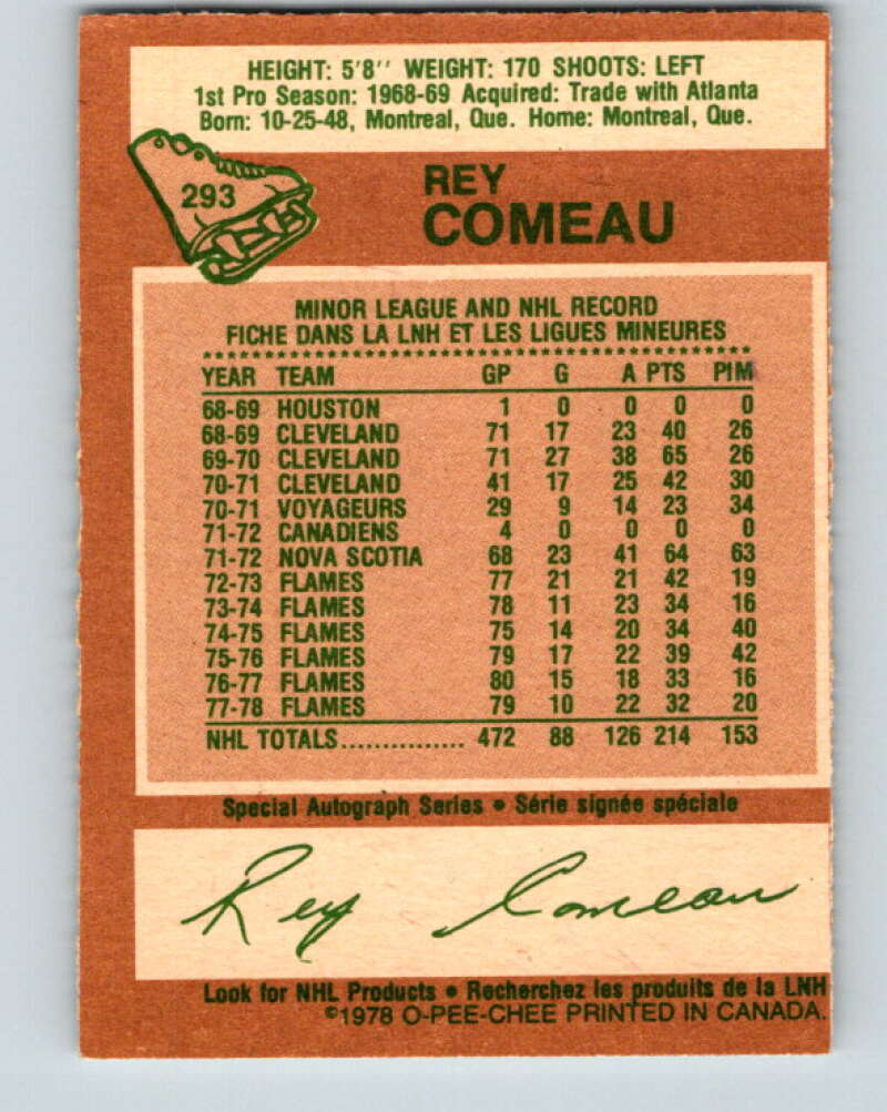 1978-79 O-Pee-Chee #293 Rey Comeau Colorado Rockies V24994