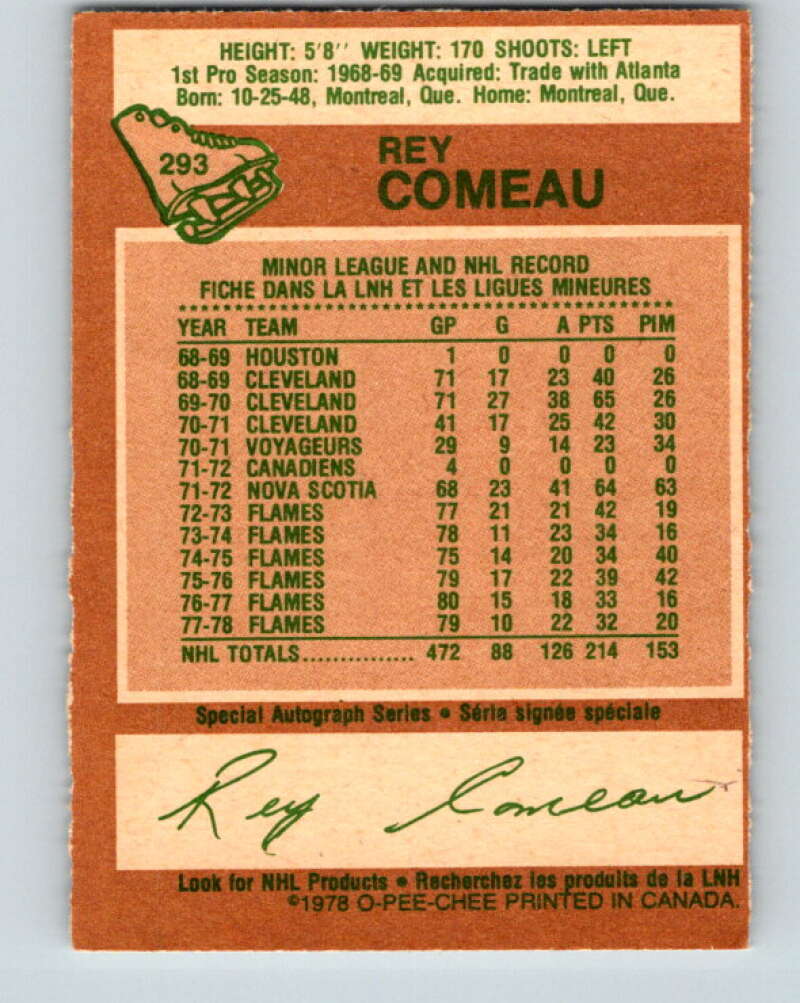 1978-79 O-Pee-Chee #293 Rey Comeau Colorado Rockies V24998