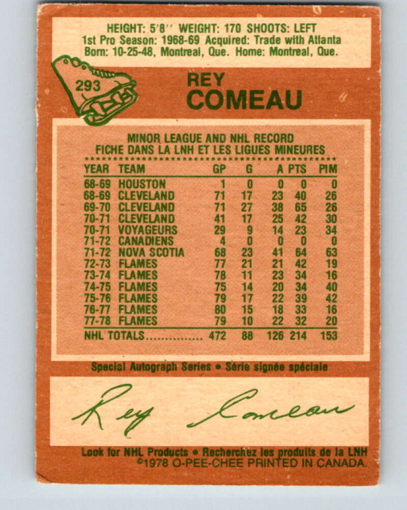 1978-79 O-Pee-Chee #293 Rey Comeau Colorado Rockies V25000