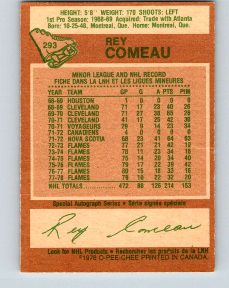 1978-79 O-Pee-Chee #293 Rey Comeau Colorado Rockies V25001
