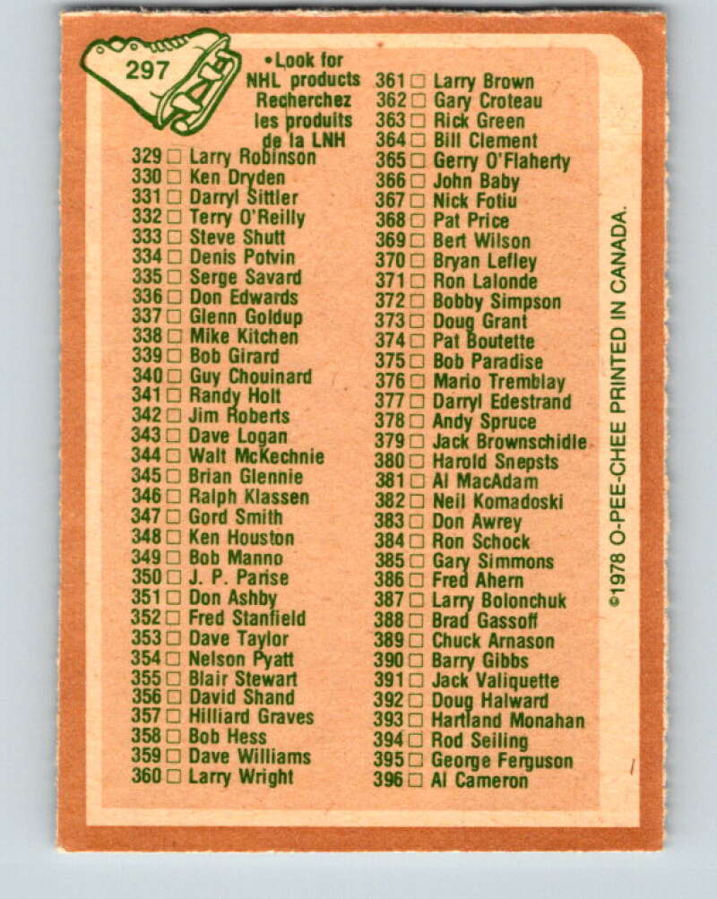 1978-79 O-Pee-Chee #297 Checklist V25048