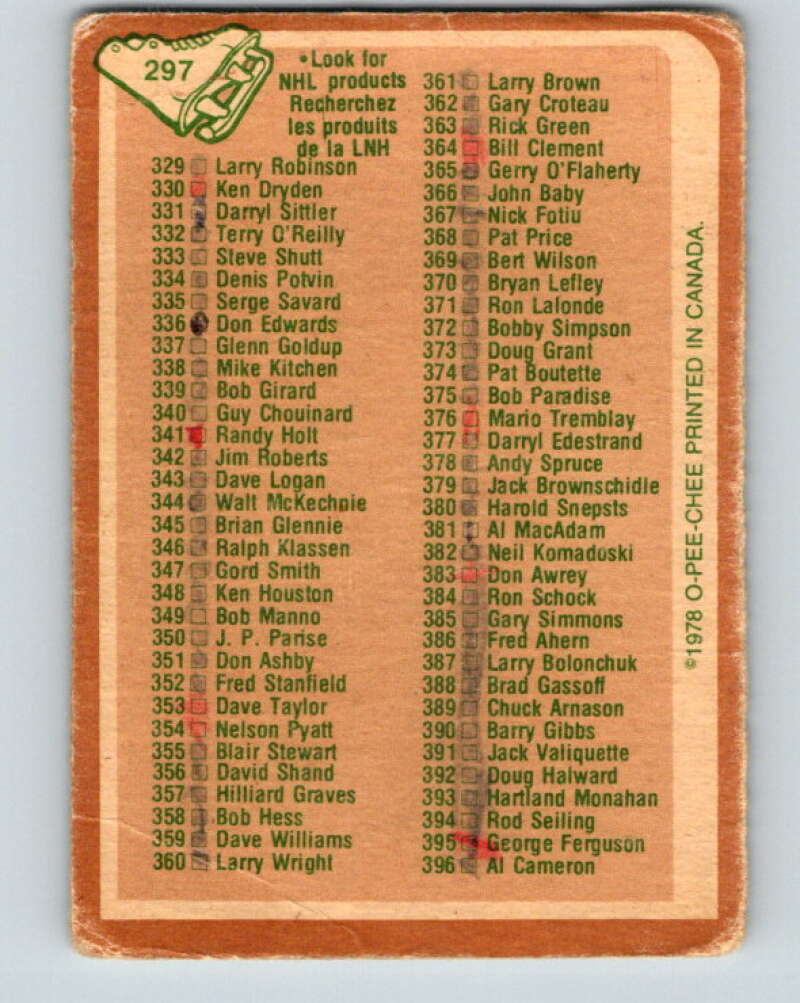 1978-79 O-Pee-Chee #297 Checklist V25051