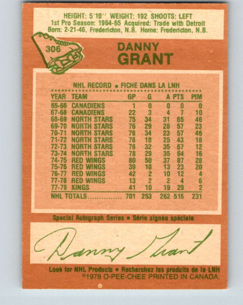 1978-79 O-Pee-Chee #306 Danny Grant Los Angeles Kings V25171