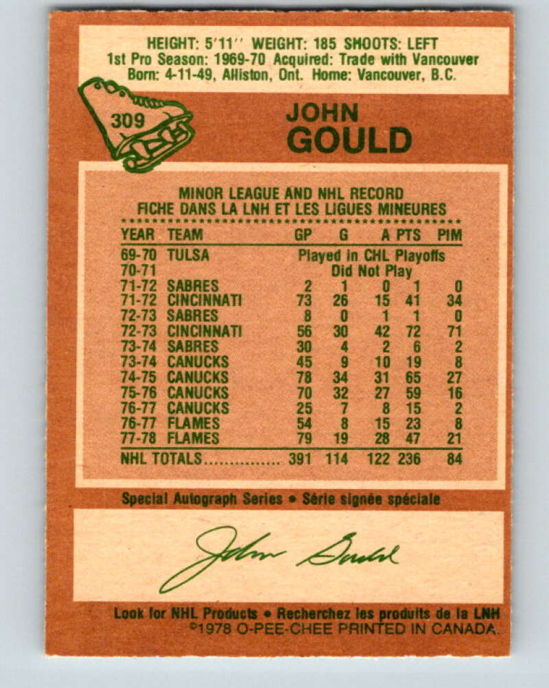 1978-79 O-Pee-Chee #309 John Gould Atlanta Flames V25215