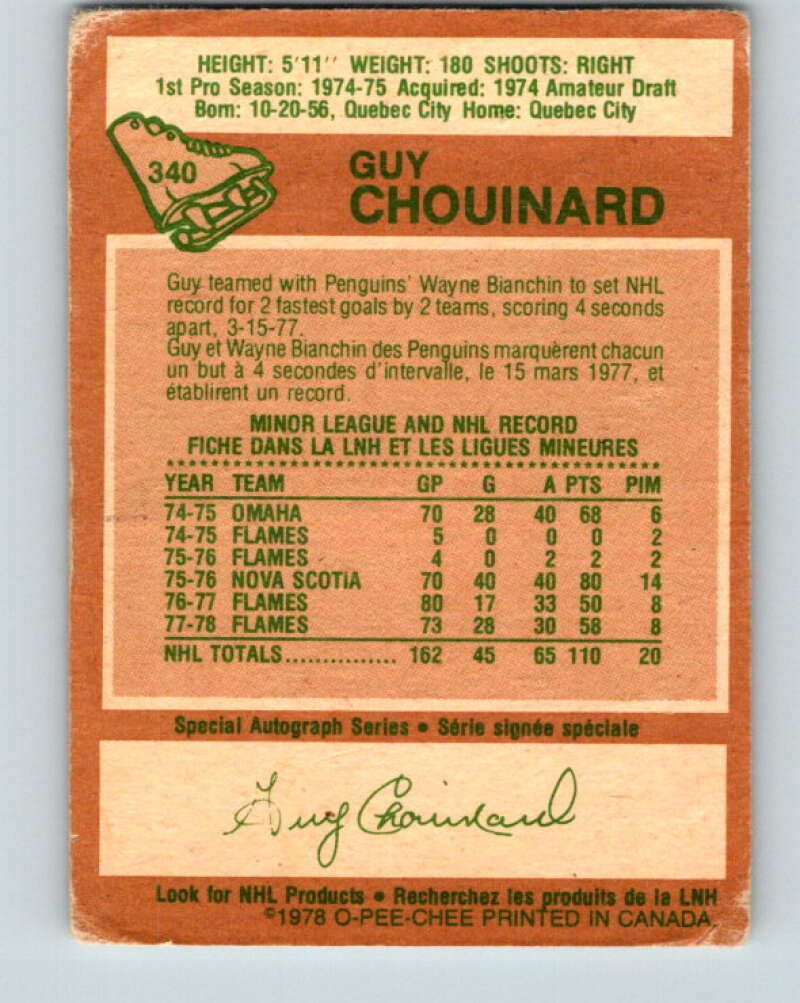 1978-79 O-Pee-Chee #340 Guy Chouinard Atlanta Flames V25633