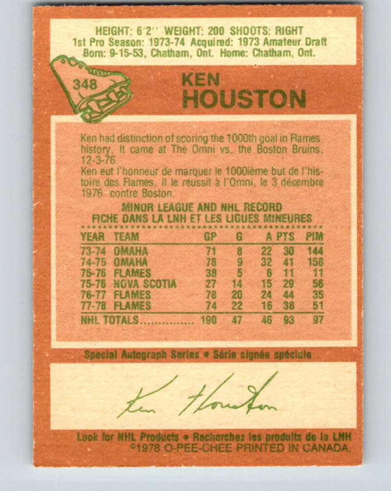 1978-79 O-Pee-Chee #348 Ken Houston Atlanta Flames V25739