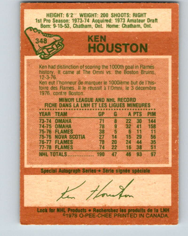 1978-79 O-Pee-Chee #348 Ken Houston Atlanta Flames V25741