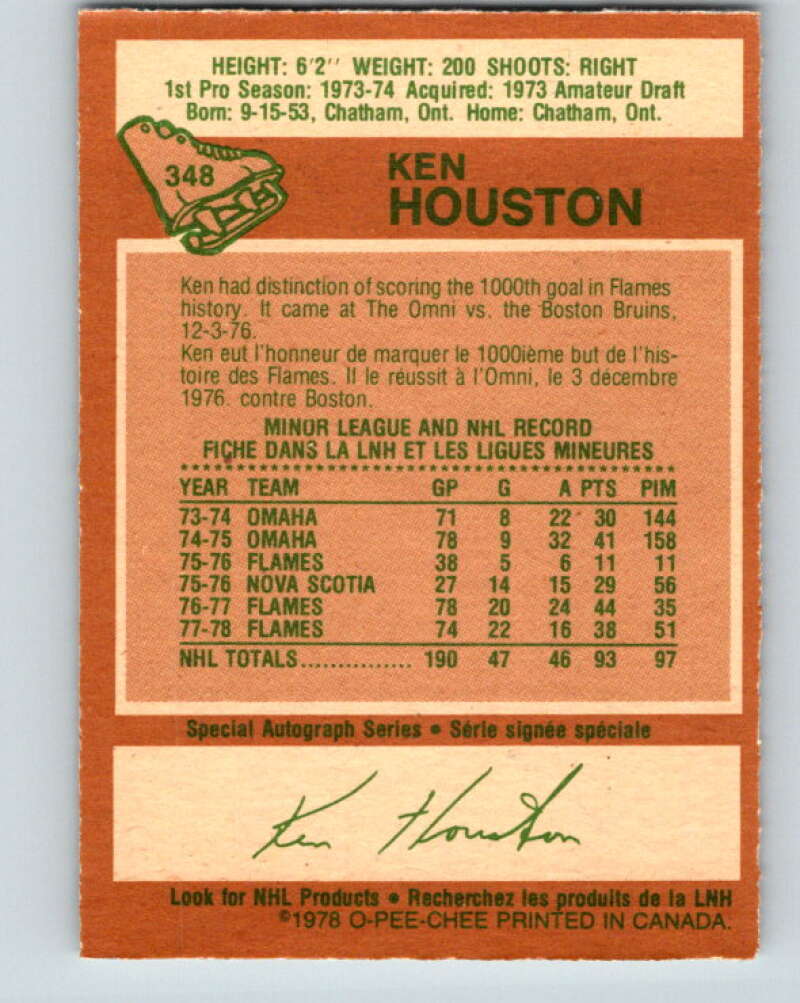 1978-79 O-Pee-Chee #348 Ken Houston Atlanta Flames V25743