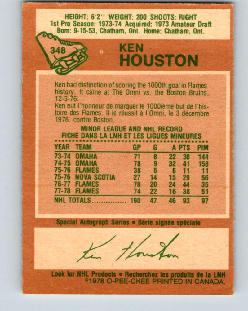 1978-79 O-Pee-Chee #348 Ken Houston Atlanta Flames V25744