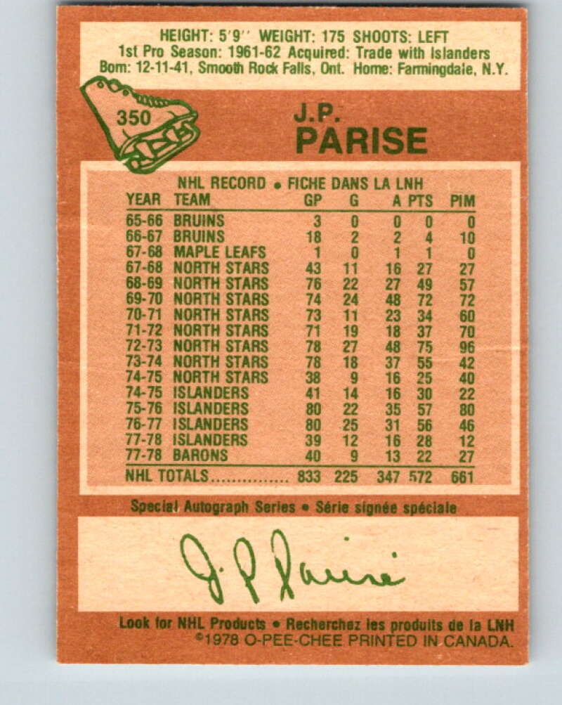 1978-79 O-Pee-Chee #350 J.P. Parise Minnesota North Stars V25768