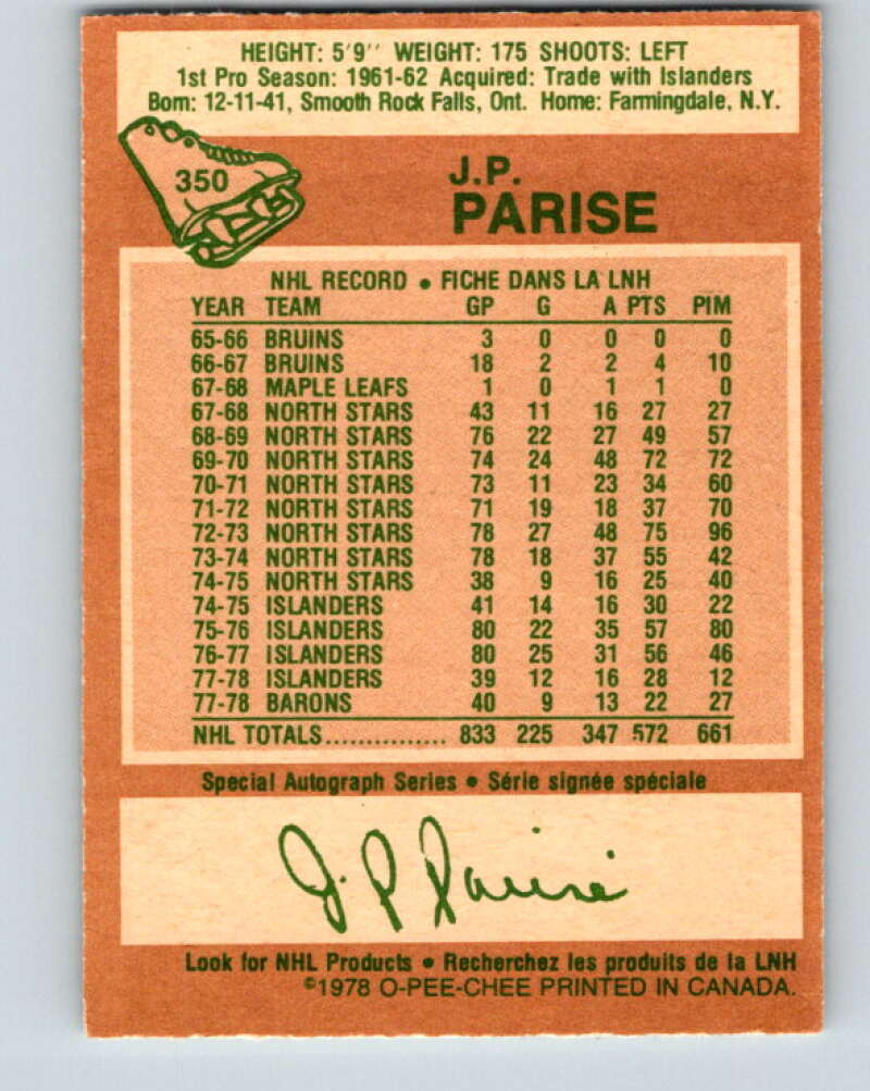 1978-79 O-Pee-Chee #350 J.P. Parise Minnesota North Stars V25769