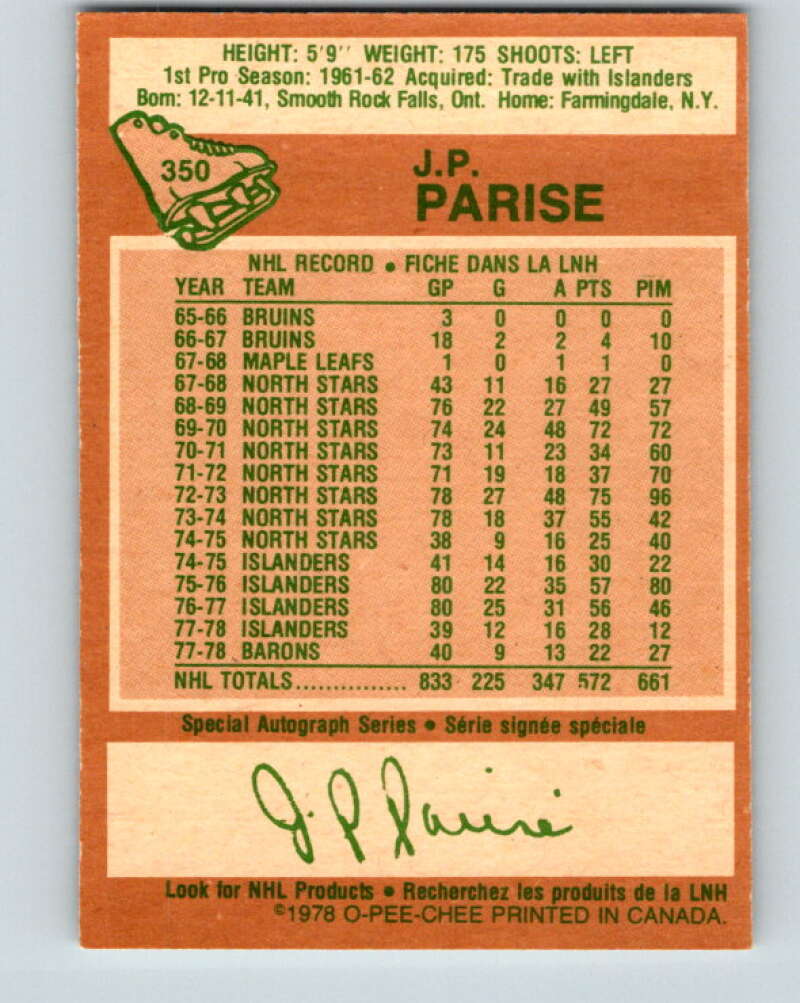 1978-79 O-Pee-Chee #350 J.P. Parise Minnesota North Stars V25775