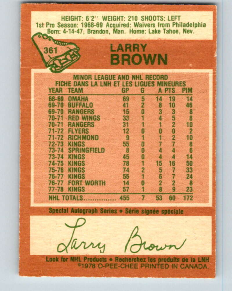 1978-79 O-Pee-Chee #361 Larry Brown Los Angeles Kings V25909