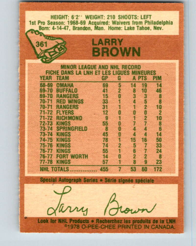 1978-79 O-Pee-Chee #361 Larry Brown Los Angeles Kings V25910