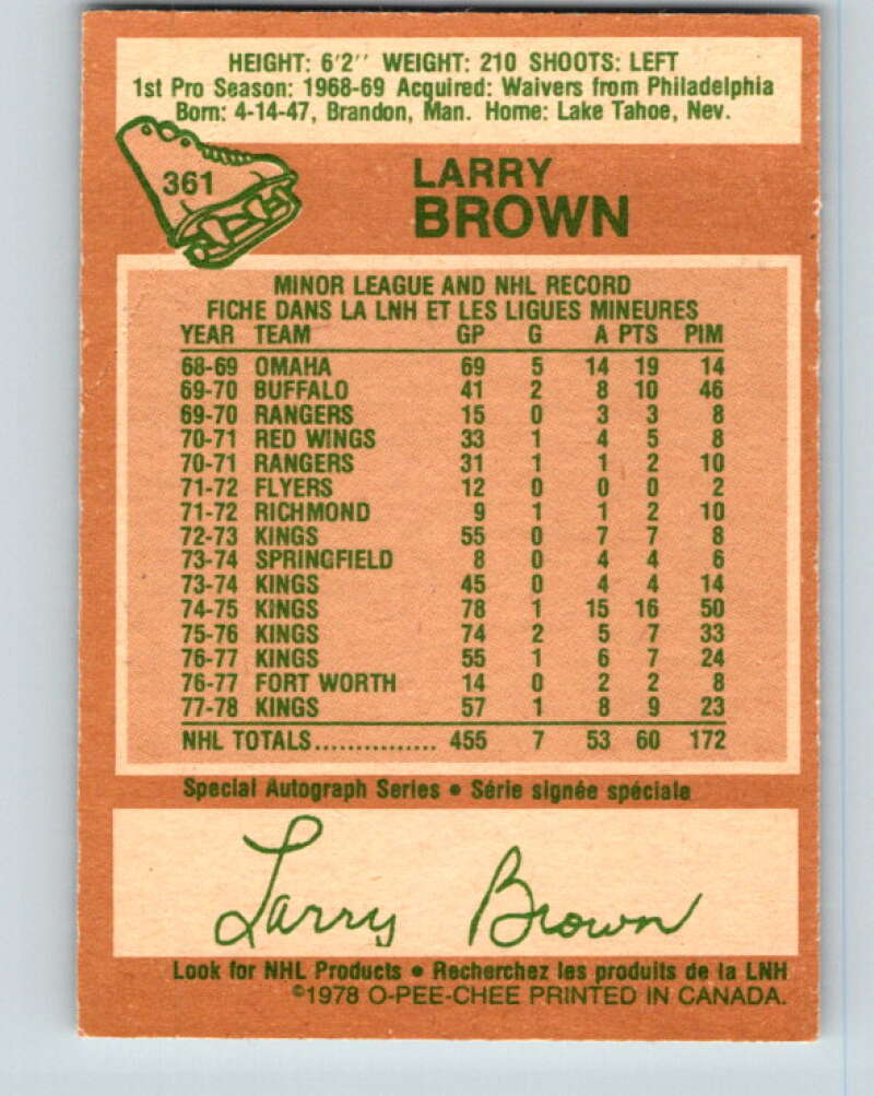 1978-79 O-Pee-Chee #361 Larry Brown Los Angeles Kings V25915