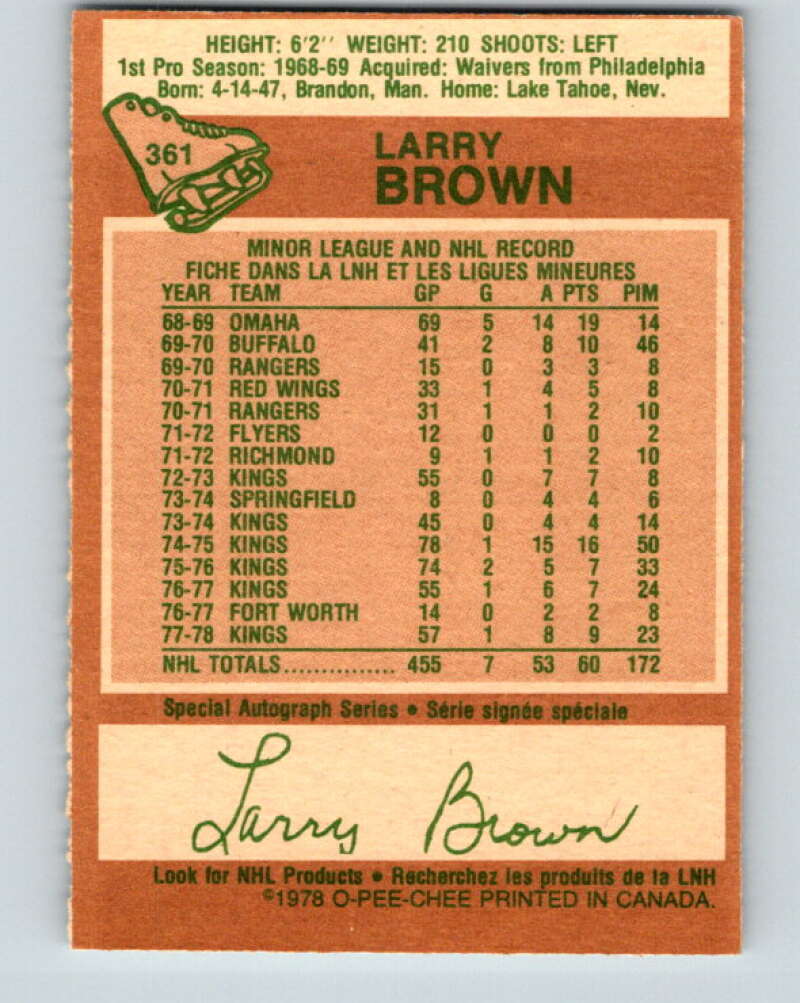 1978-79 O-Pee-Chee #361 Larry Brown Los Angeles Kings V25919